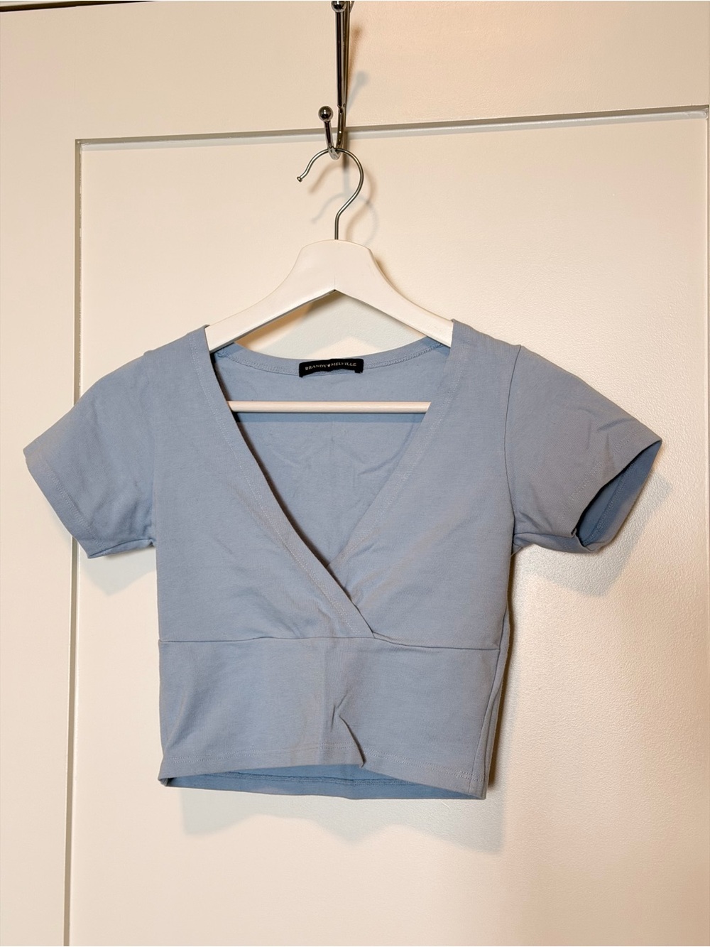 Brandy Melville Light Blue Cropped Wrap Tee